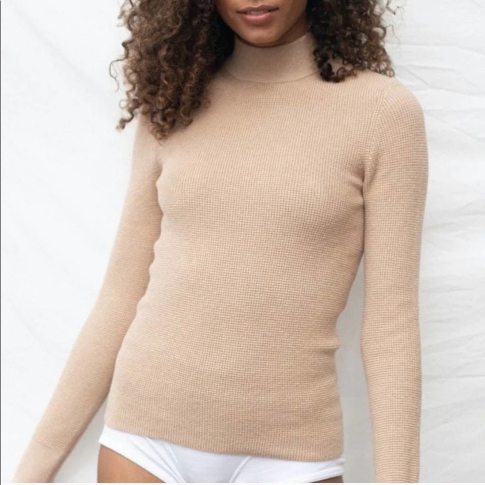 Lunya Cozy Cotton Silk Mock Neck Nutmeg